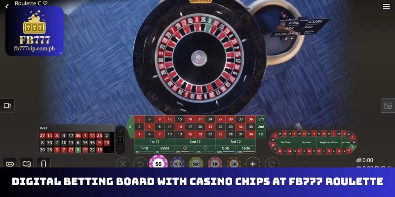 Digital betting board with casino chips at FB777 Roulette