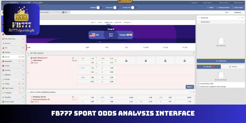 FB777 Sport odds analysis interface