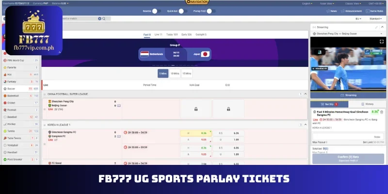 FB777 UG Sports parlay tickets