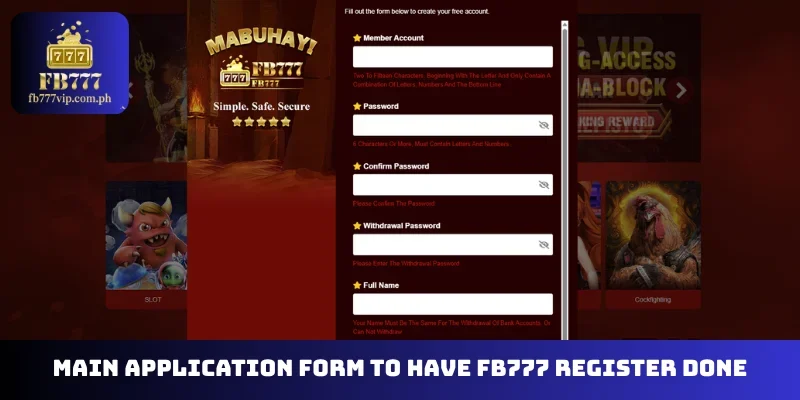 Main application form to have FB777 register done