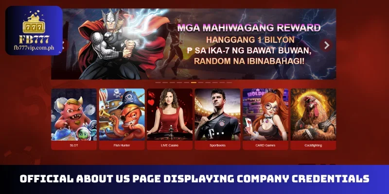 Official About us page displaying company credentials