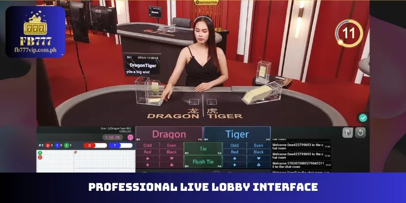 Professional live lobby interface