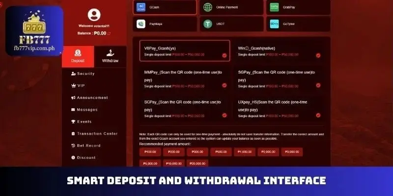 Smart deposit and withdrawal interface