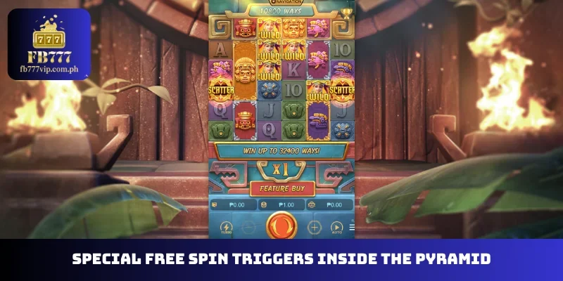 Special free spin triggers inside the pyramid