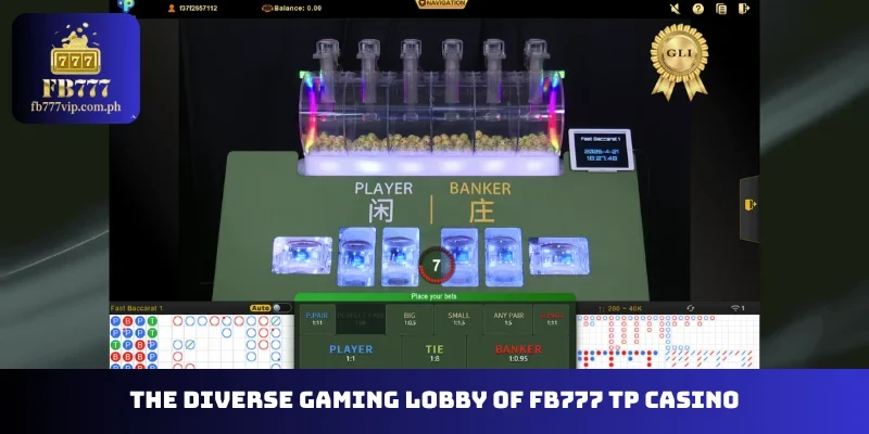 The diverse gaming lobby of FB777 TP casino