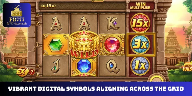 Vibrant digital symbols aligning across the grid
