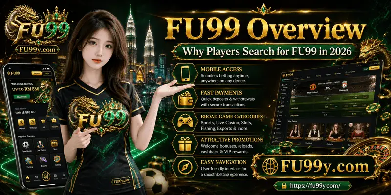 FU99 overview explaining why players search for the platform in 2026, featuring mobile usability, security, and entertainment options.